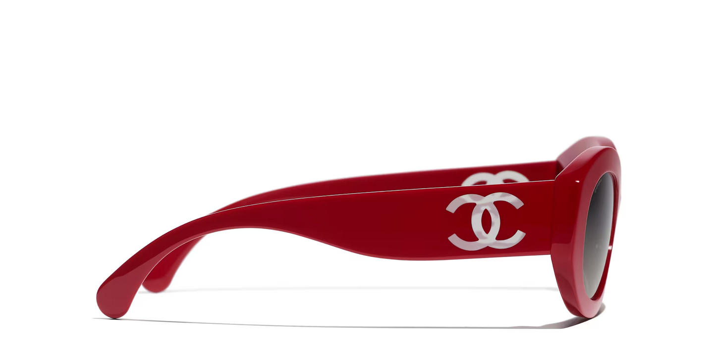 משקפי שמש של שאנל אדום-אפור | CHANEL Oval glasses CH5528 Red-Grey