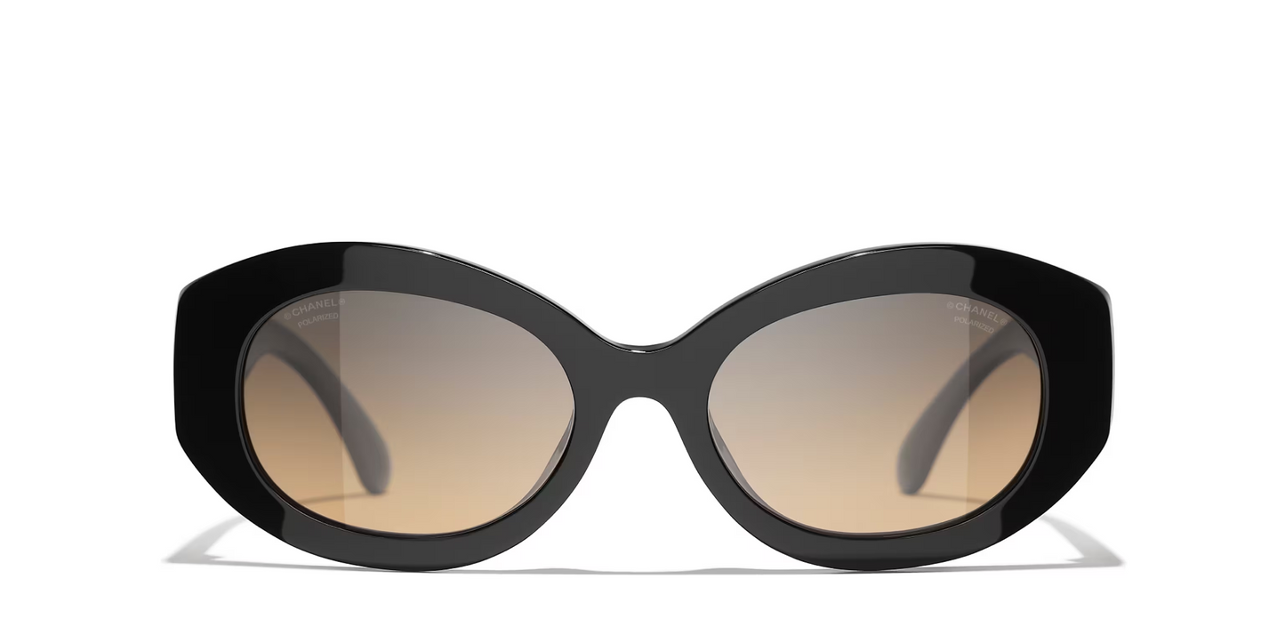 משקפי שמש של שאנל שחור-אפור | CHANEL Oval glasses CH5528 Black-Grey