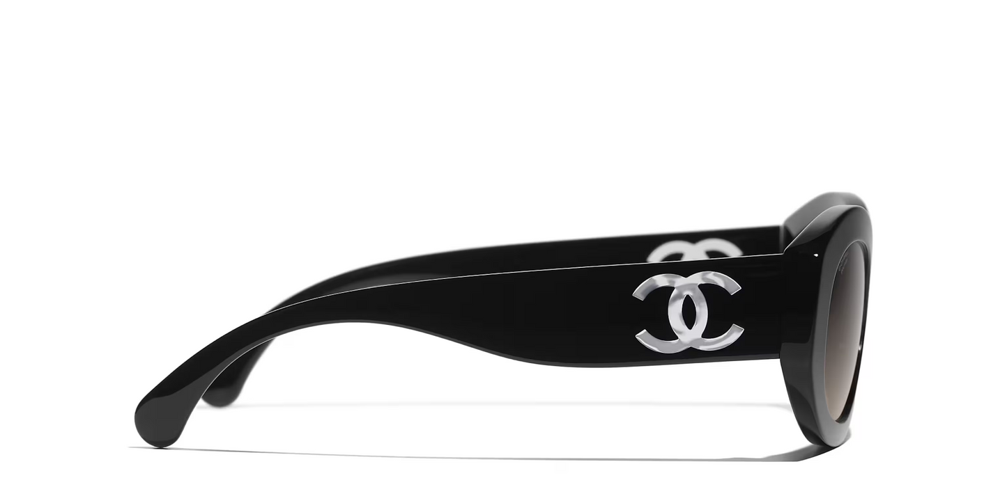 משקפי שמש של שאנל שחור-אפור | CHANEL Oval glasses CH5528 Black-Grey