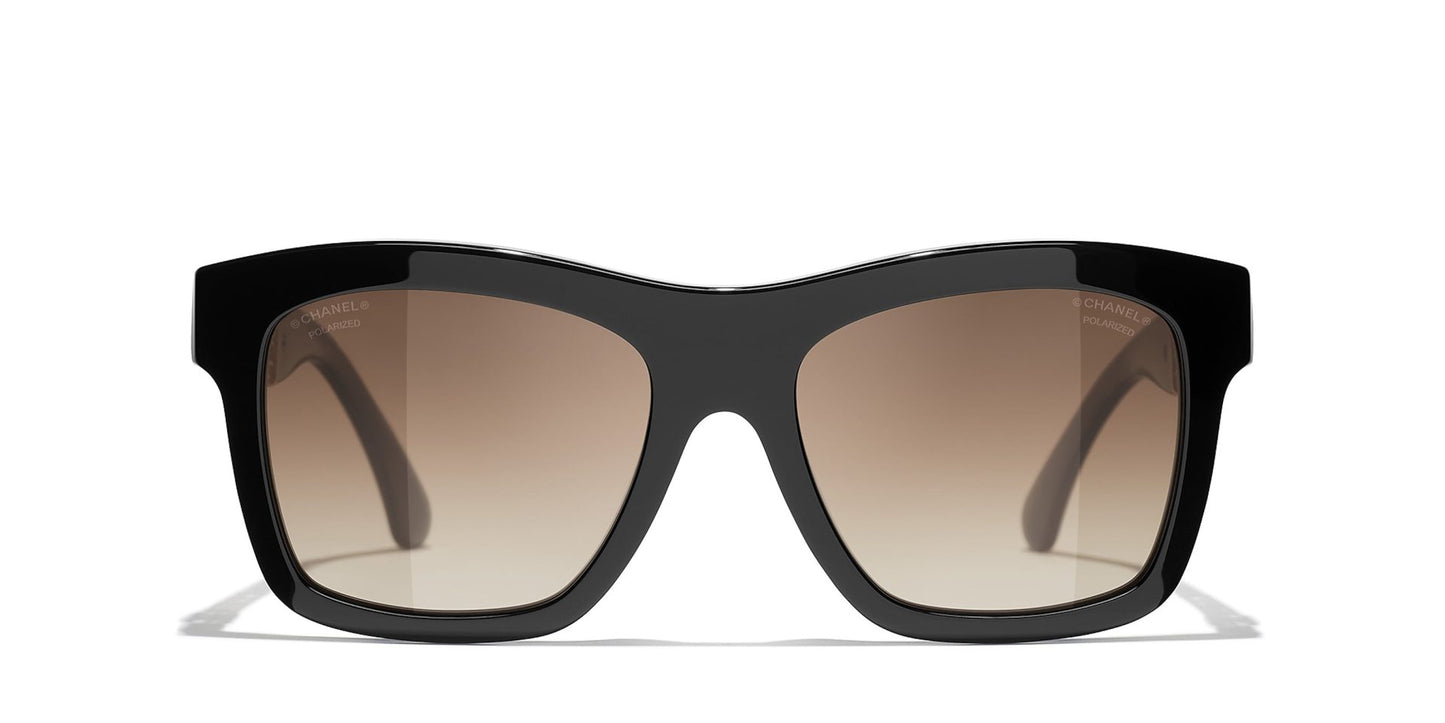 משקפי שמש של שאנל שחור-חום | CHANEL Square Sunglasses CH5533 Black-Brown