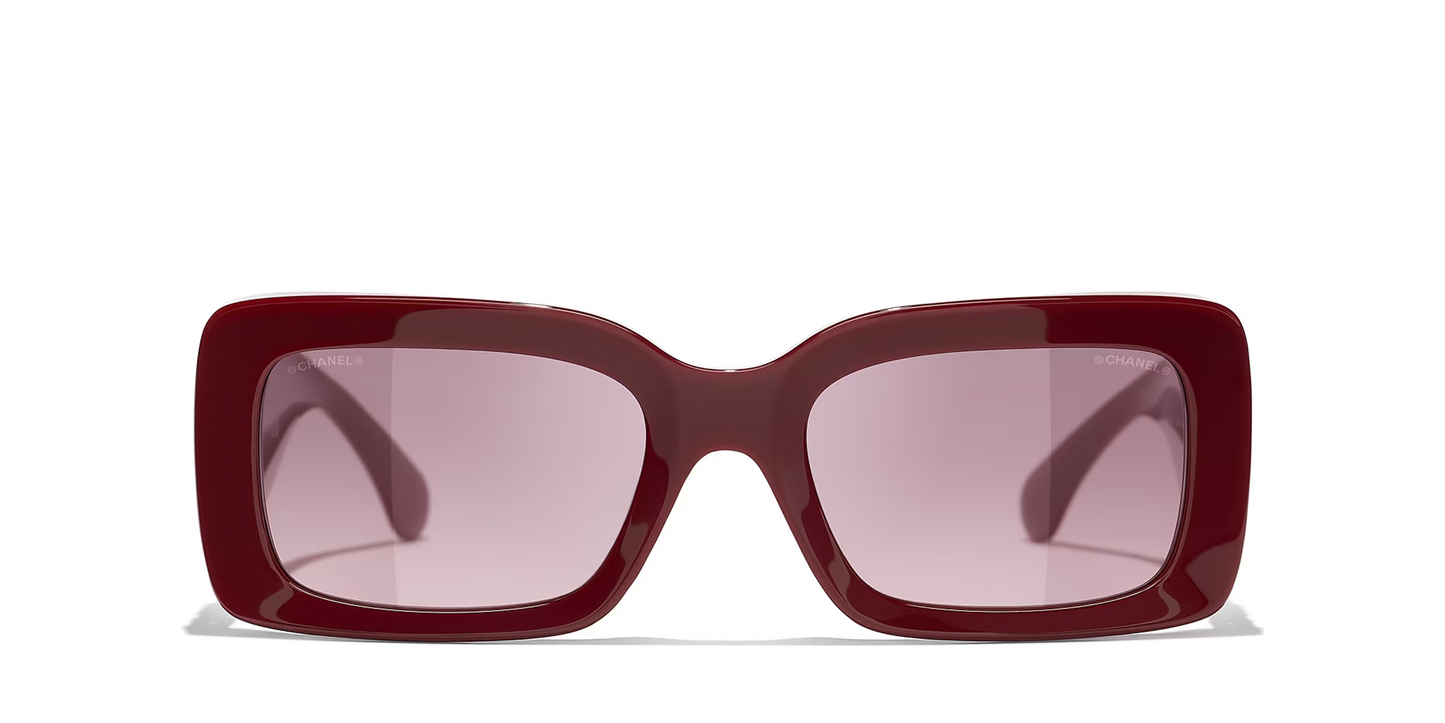 משקפי שמש של שאנל אדום-ורוד | CHANEL Rectangle Sunglasses CH5534 Red-Pink