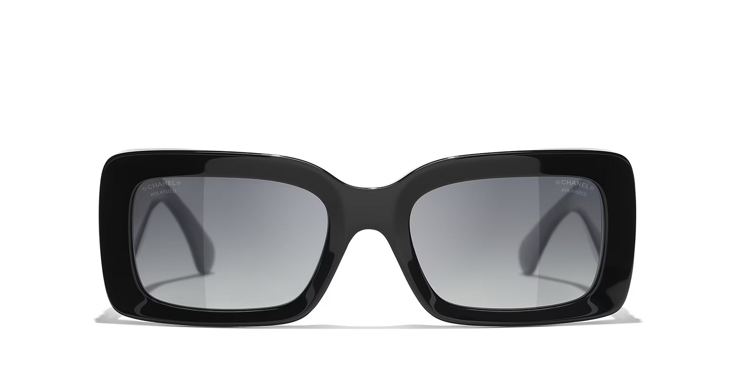 משקפי שמש של שאנל שחור-אפור | CHANEL Rectangle Sunglasses CH5534 Black-Grey