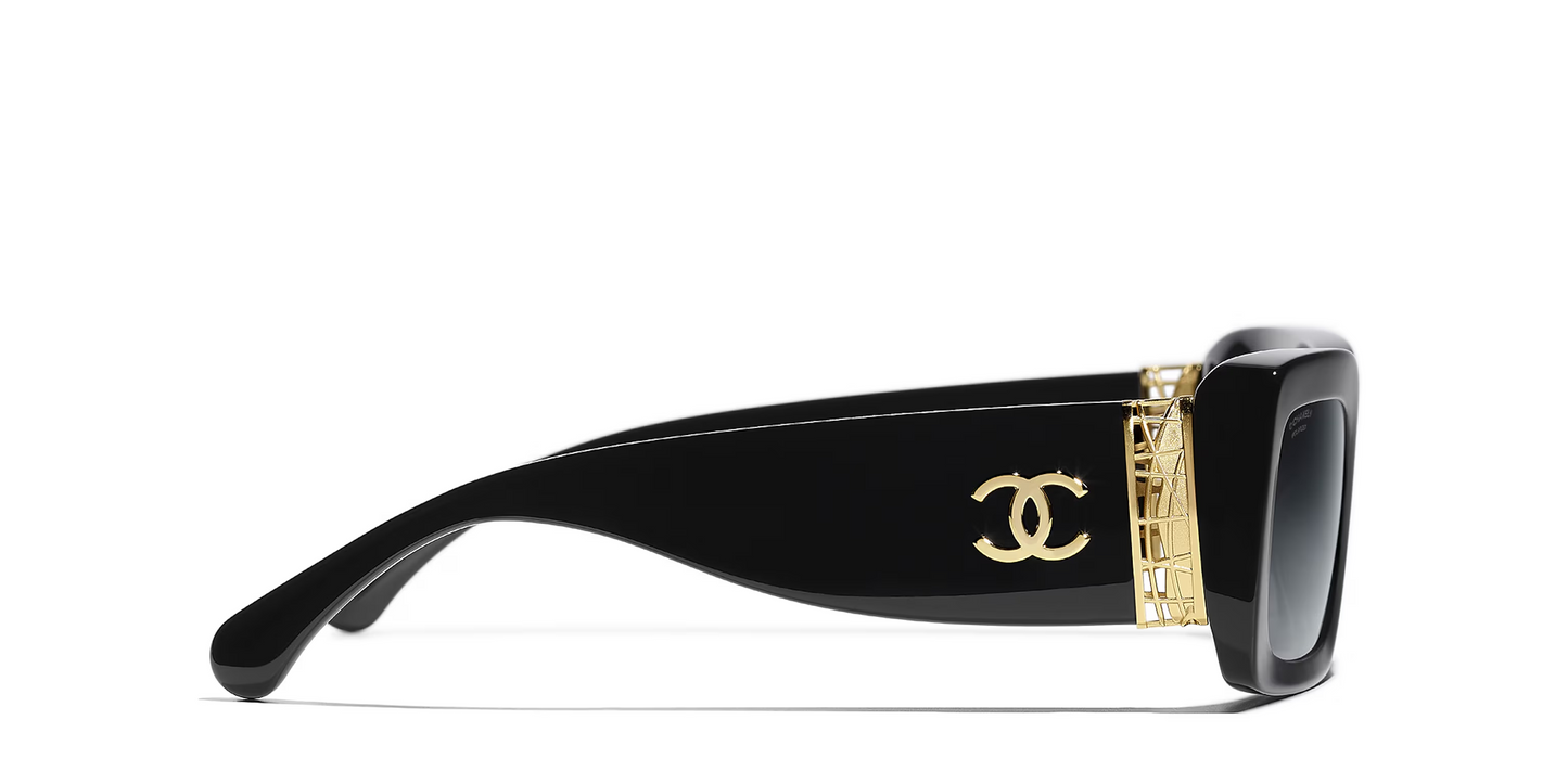 משקפי שמש של שאנל שחור-אפור | CHANEL Rectangle Sunglasses CH5534 Black-Grey