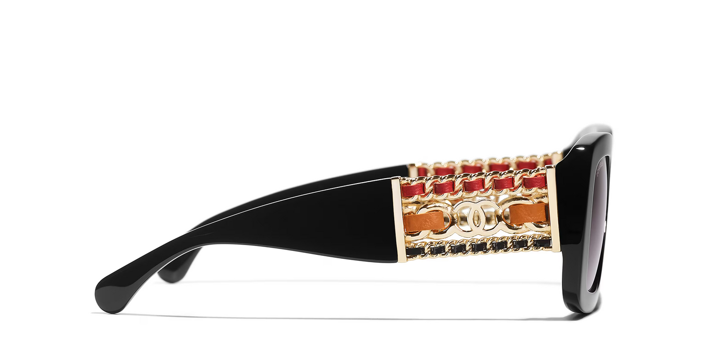 משקפי שמש של שאנל שחור-אדום | CHANEL Square glasses CH5535Q Black-Red
