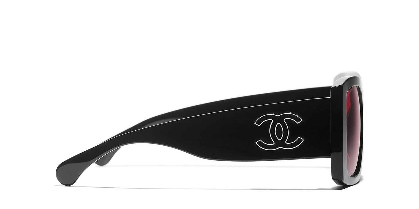 משקפי שמש של שאנל שחור-כתום | CHANEL Square glasses CH5539 Black-Orange