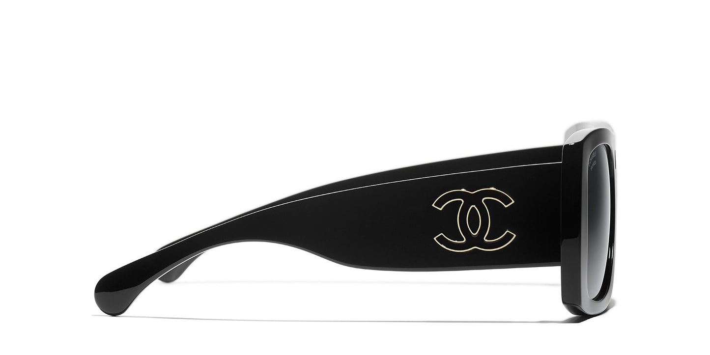 משקפי שמש של שאנל שחור-אפור | CHANEL Square glasses CH5539 Black-Grey