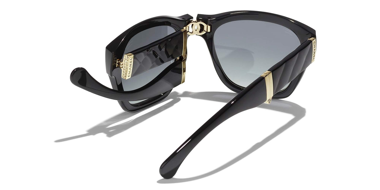 משקפי שמש של שאנל שחור וזהב-אפור | CHANEL Square Sunglasses CH6055B Black & Gold-Gray