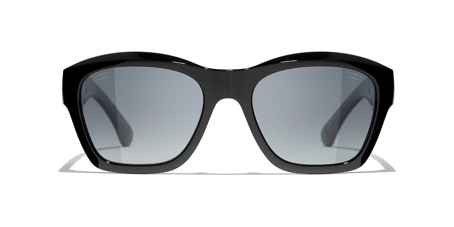 משקפי שמש של שאנל שחור וזהב-אפור | CHANEL Square Sunglasses CH6055B Black & Gold-Gray