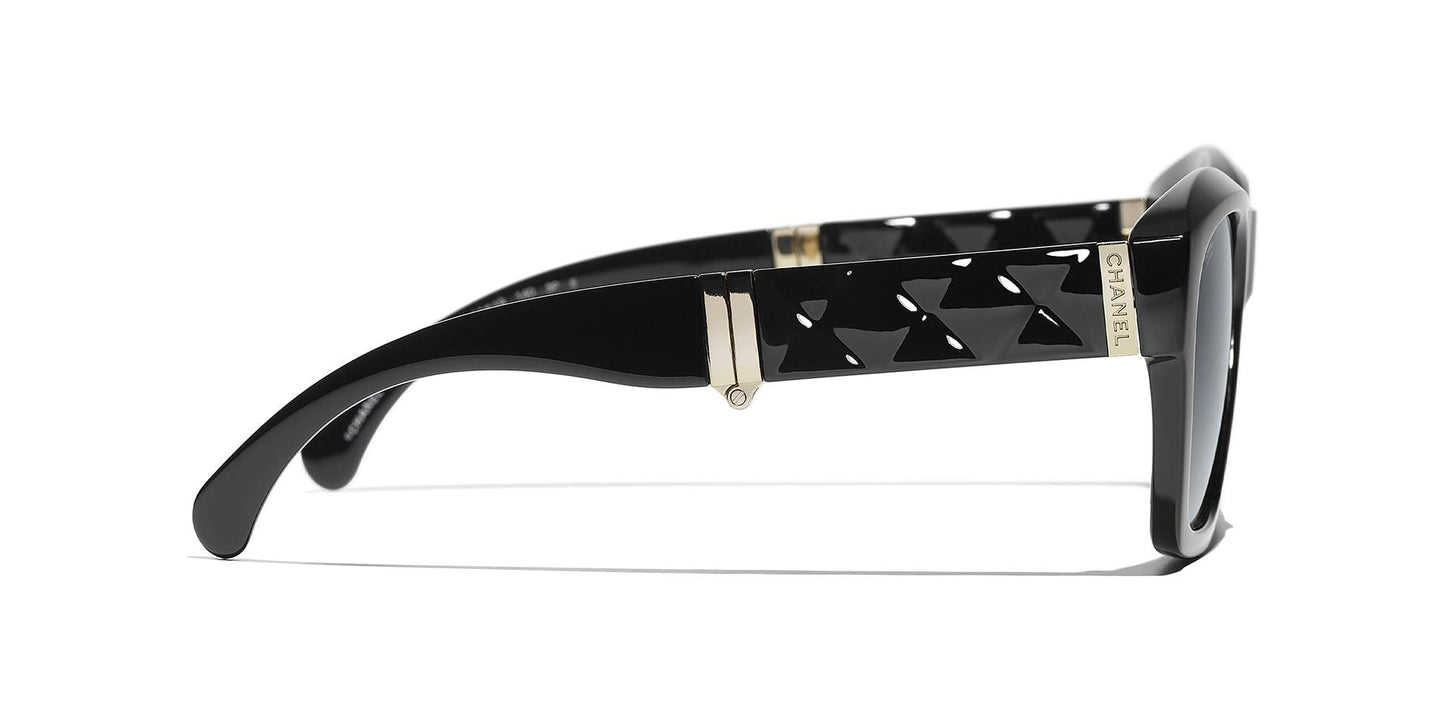 משקפי שמש של שאנל שחור וזהב-אפור | CHANEL Square Sunglasses CH6055B Black & Gold-Gray