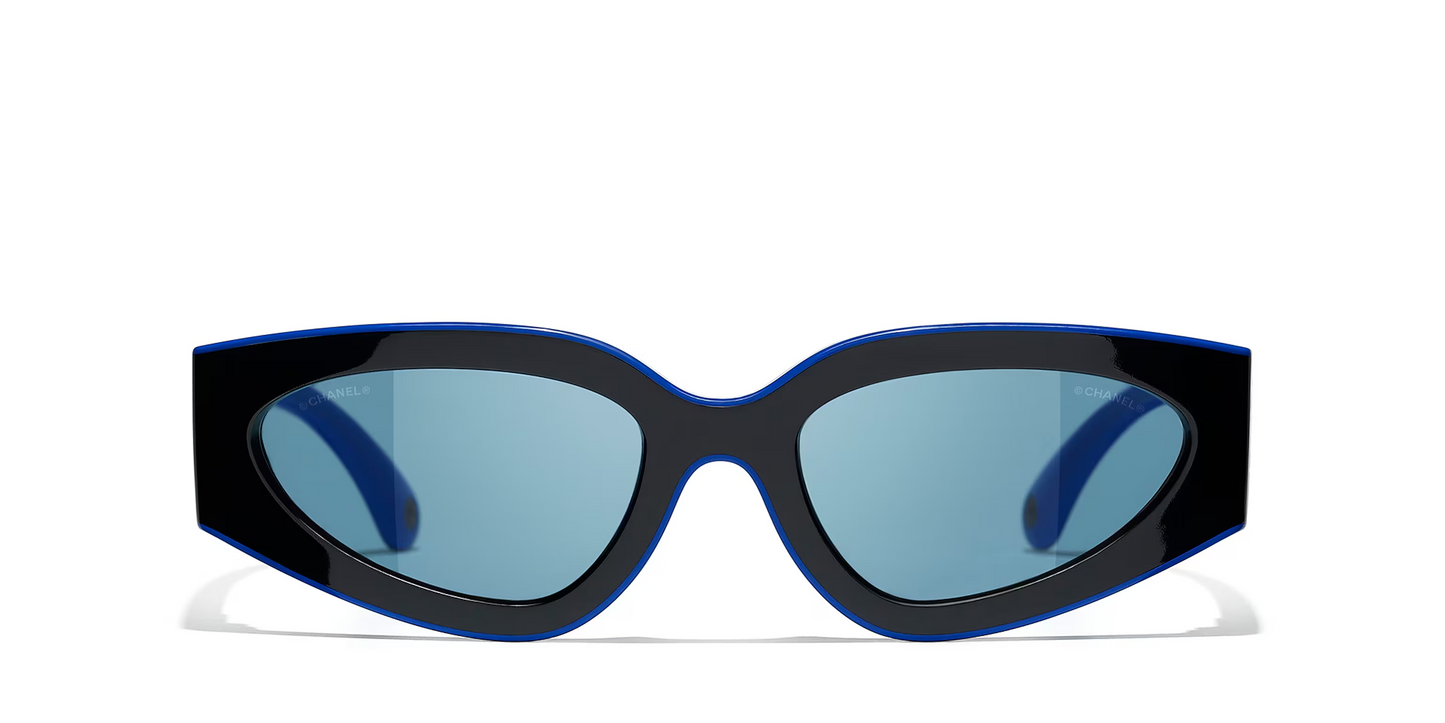 משקפי שמש של שאנל שחור-כחול | CHANEL Cat eye glasses CH6056 Black-Blue