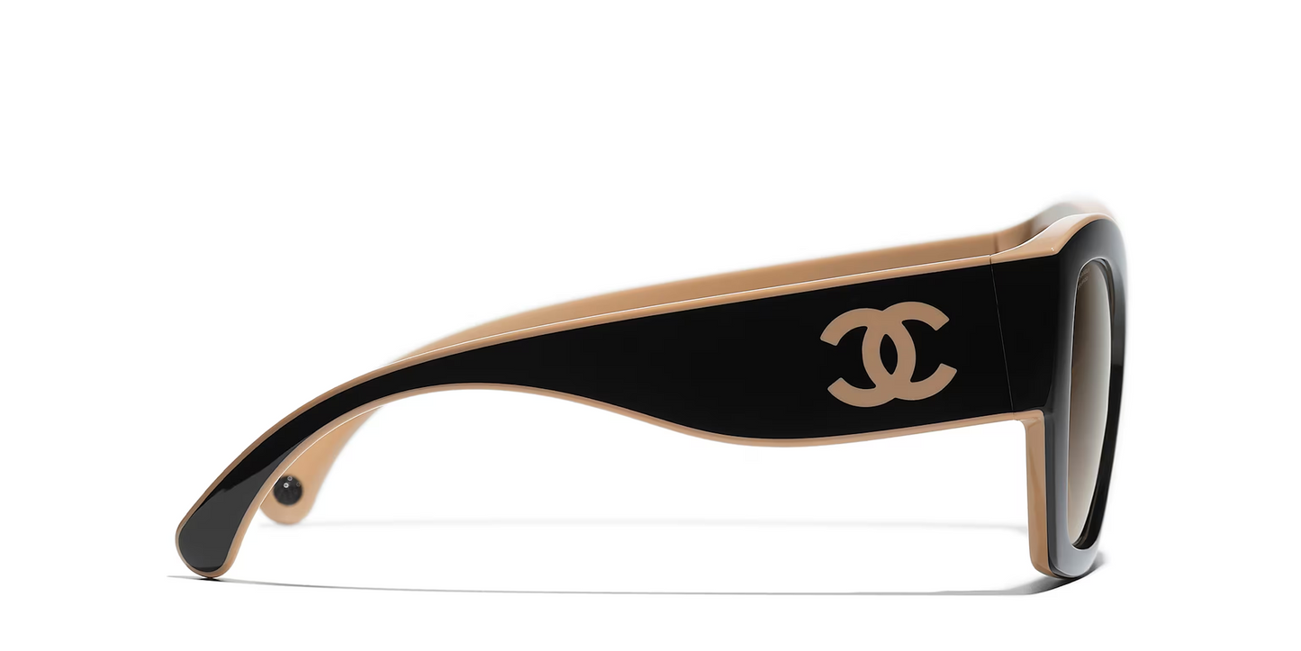 משקפי שמש של שאנל שחור-חום | CHANEL Butterfly glasses CH6058 Black-Brown