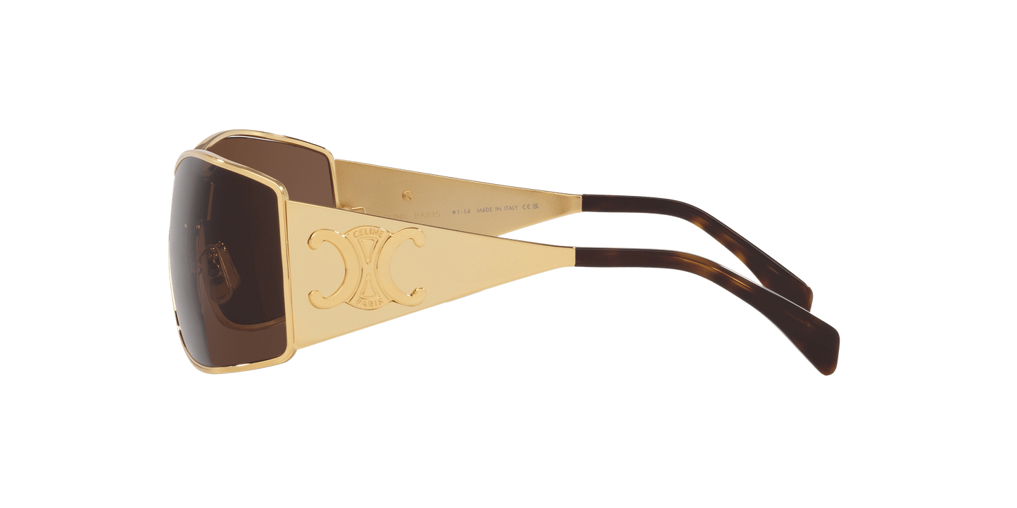Celine Gold-Brown Sunglasses | CELINE Maxi Metal Triomphe Cl40283U Gold-Brown