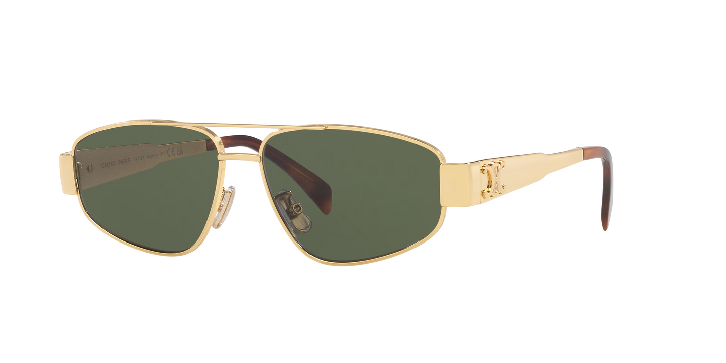 Celine Gold-Green Sunglasses | CELINE Metal Triomphe Cl40281U Gold-Green