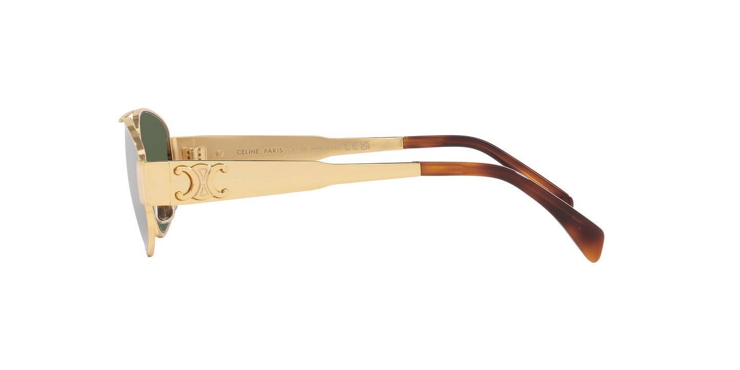 Celine Gold-Green Sunglasses | CELINE Metal Triomphe Cl40281U Gold-Green