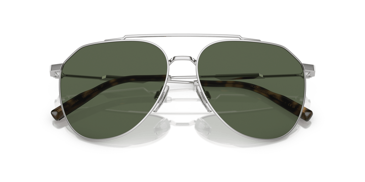 Dolce & Gabbana Sunglasses Polarized Silver-Dark Green | Dolce&Gabbana DG2296 Silver-Dark Green Polarized