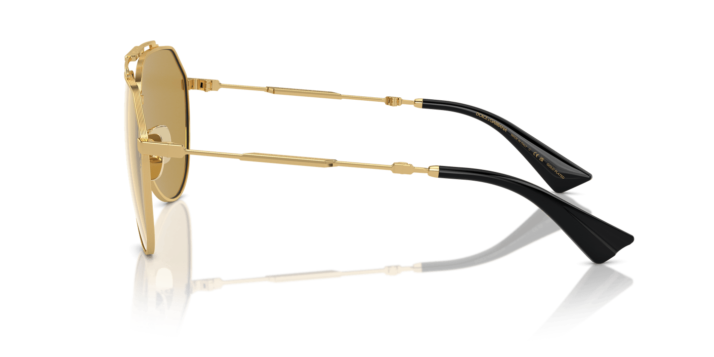 Dolce & Gabbana DG2302 Gold Plated-Light Brown Mirror Gold Sunglasses