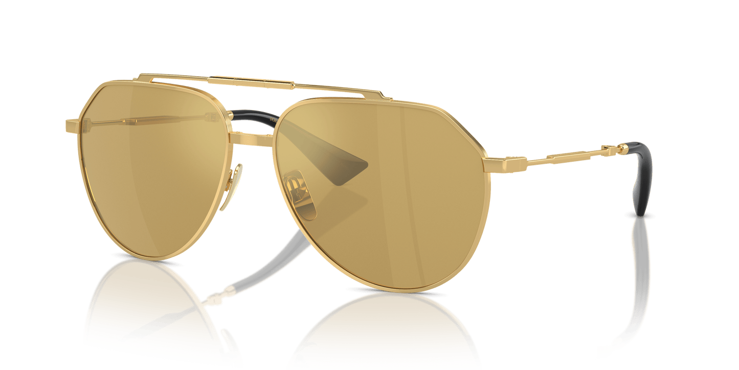Dolce & Gabbana DG2302 Gold Plated-Light Brown Mirror Gold Sunglasses