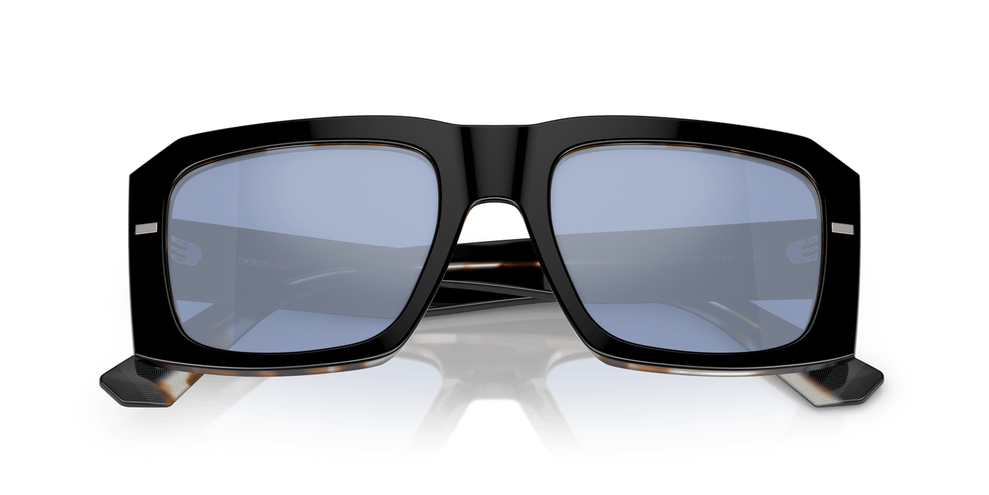 Dolce & Gabbana DG4430 Black On Grey Havana-Light Blue Mirror Silver Sunglasses