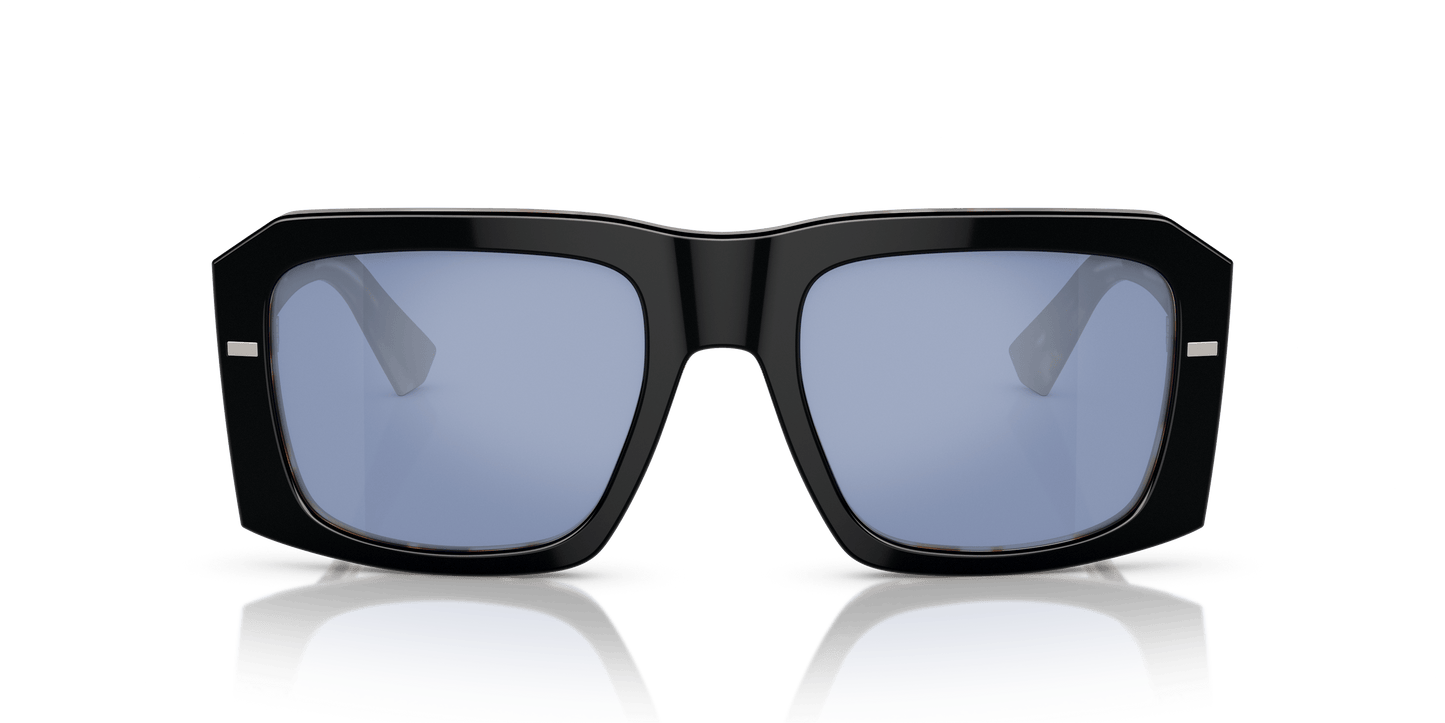 Dolce & Gabbana DG4430 Black On Grey Havana-Light Blue Mirror Silver Sunglasses