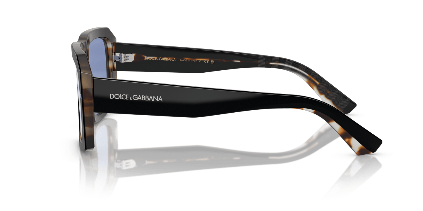 Dolce & Gabbana DG4430 Black On Grey Havana-Light Blue Mirror Silver Sunglasses