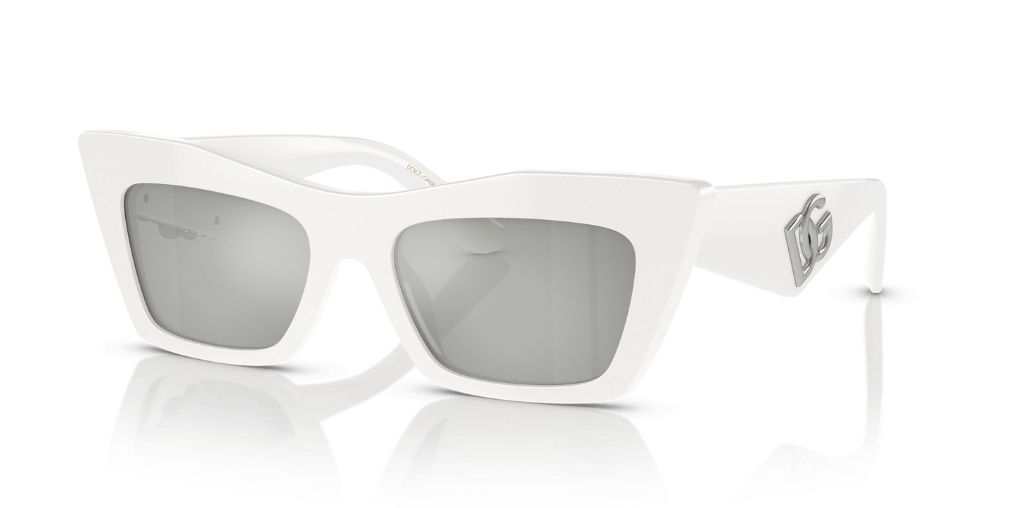 Dolce & Gabbana DG4435 White-Clear Mirror Silver Sunglasses