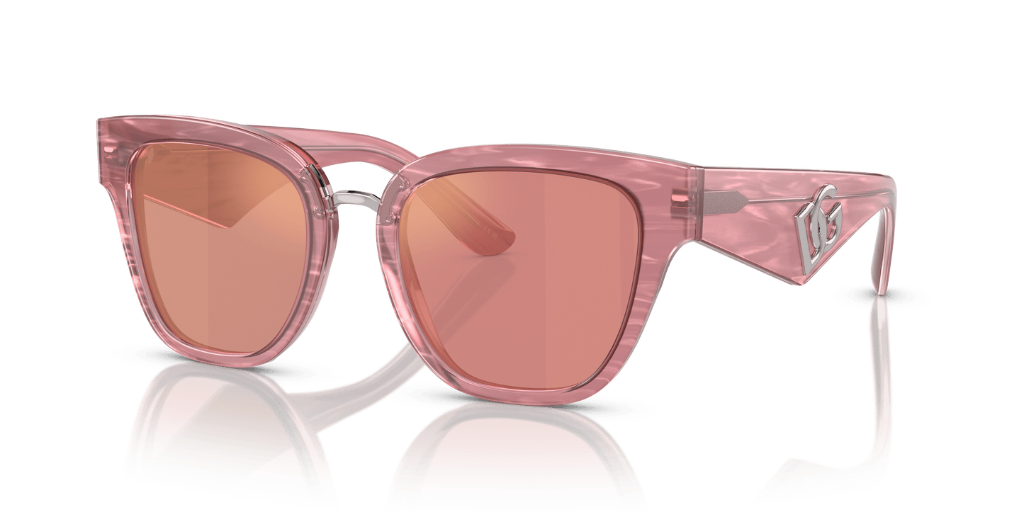Dolce & Gabbana DG4437 Fleur Pink-Pink Dark Mirror Red Sunglasses