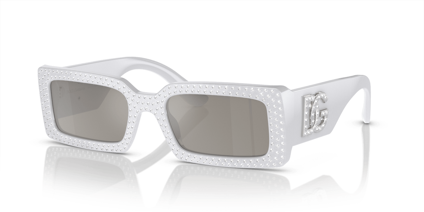 Dolce & Gabbana DG4447B Light Grey-Light Grey Mirror Silver Sunglasses