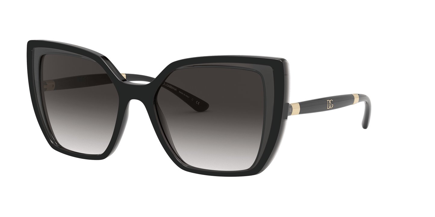 Dolce & Gabbana DG6138 Black On Transparent Grey-Light Grey Gradient Black Sunglasses