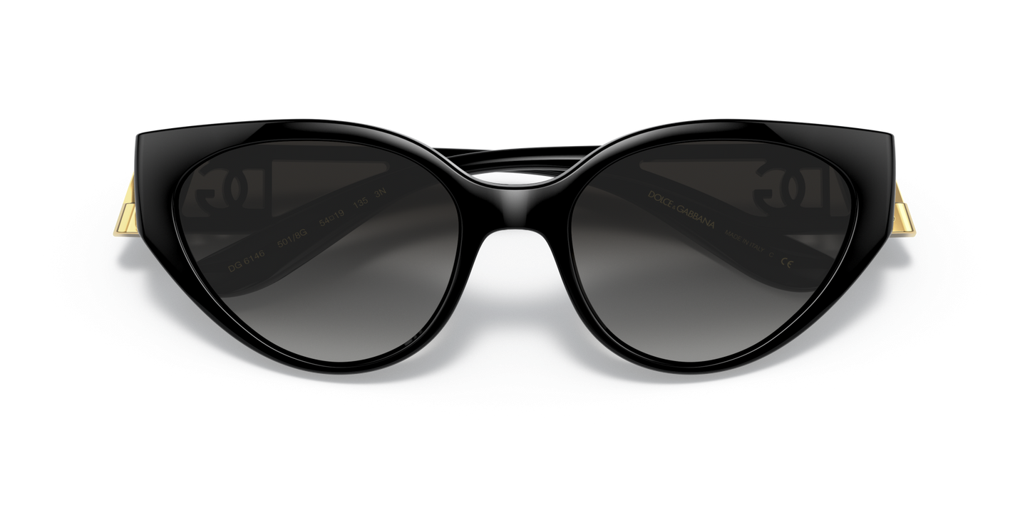 משקפי שמש של דולצ'ה וגבאנה בצבע שחור אפור | Dolce&Gabbana DG6146 Black-Gradient Grey