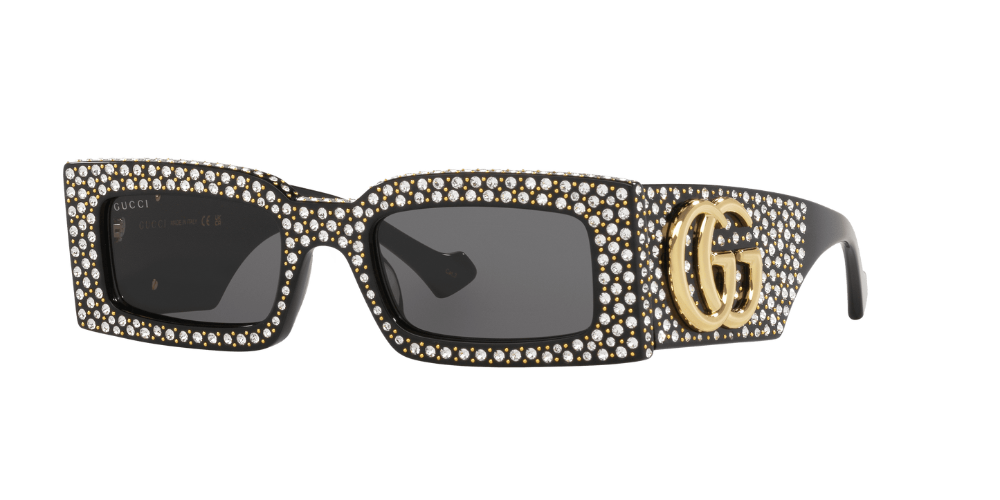 משקפי שמש של גוצ'י שחור מבריק – אפור | GUCCI GG1425S Black Shiny-Grey