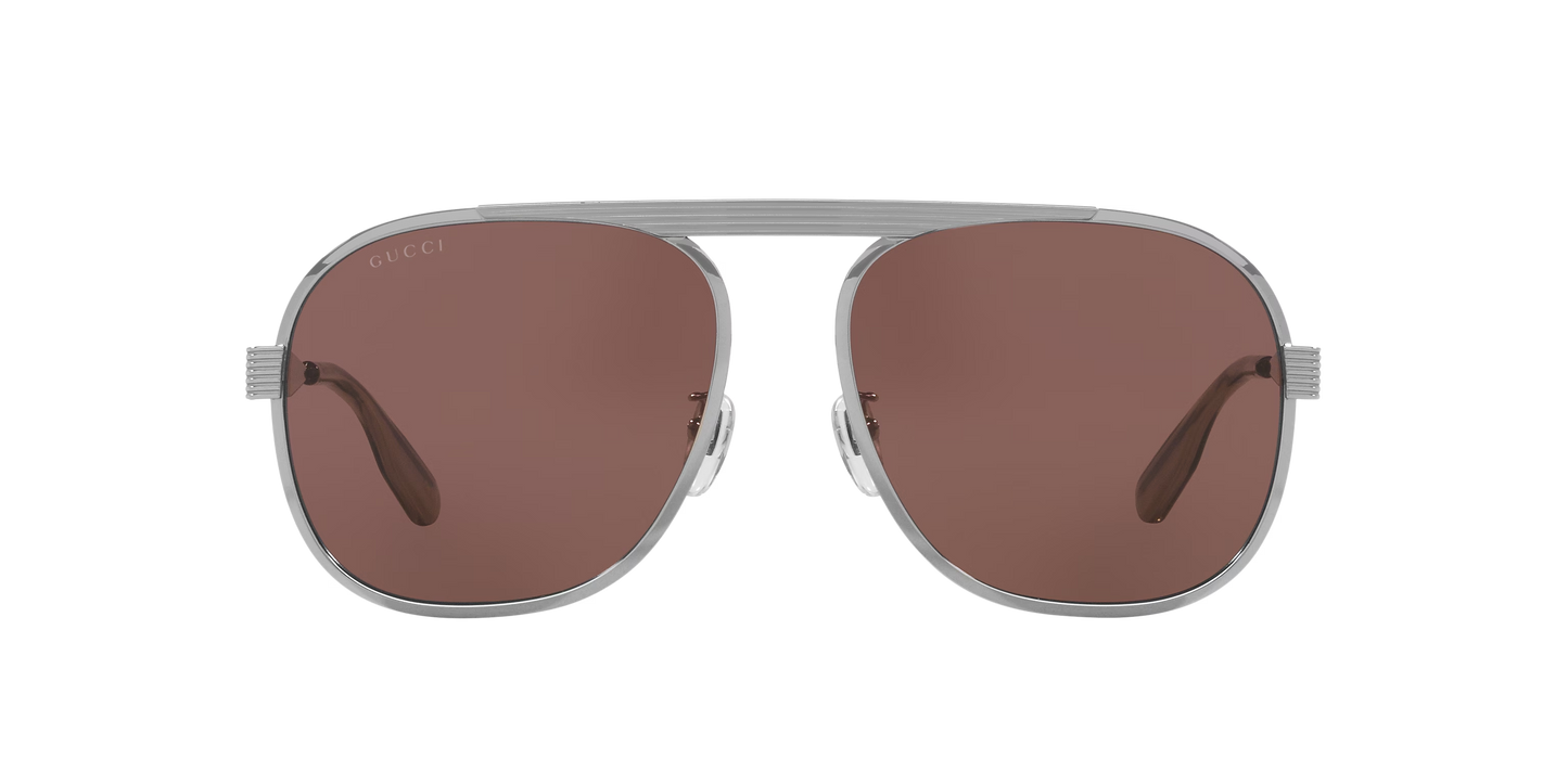 Gucci Silver-Brown Sunglasses | GUCCI GG1514S Silver-Brown