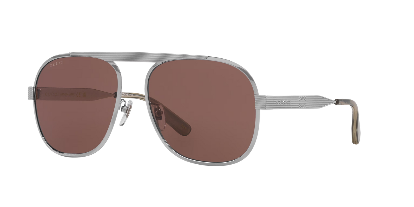 Gucci Silver-Brown Sunglasses | GUCCI GG1514S Silver-Brown
