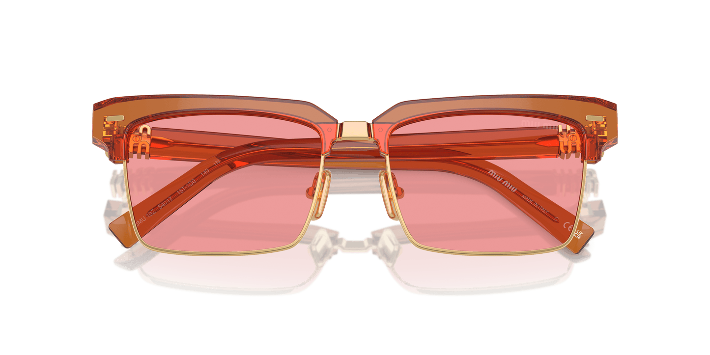 משקפי שמש של מיו מיו קרמל שקוף-ורוד | MIU MIU MU 10ZS Caramel Trasparent-Pink