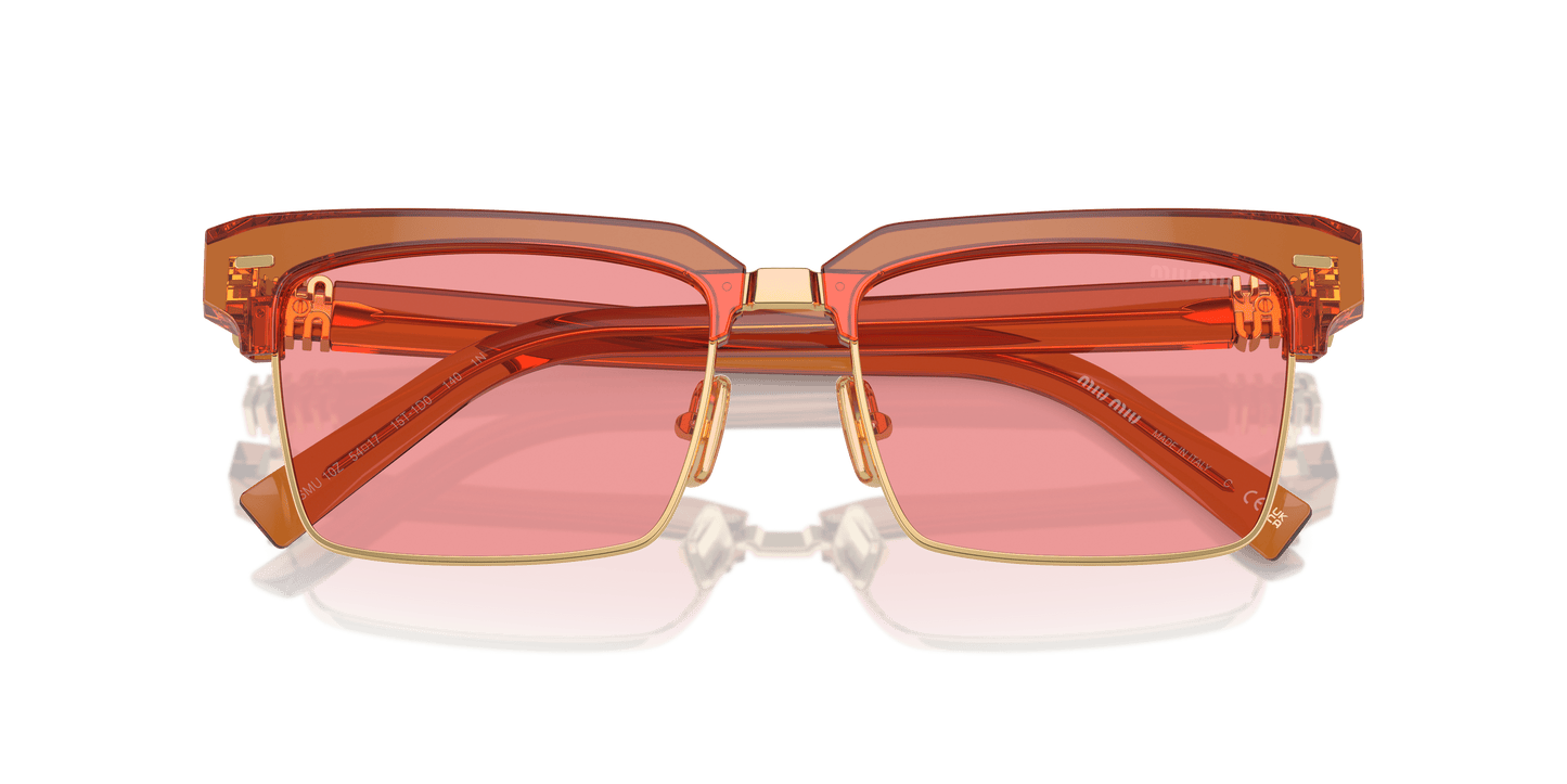 MIU MIU MU 10ZS Caramel Transparent-Pink Sunglasses | MIU MIU MU 10ZS Caramel Transparent-Pink