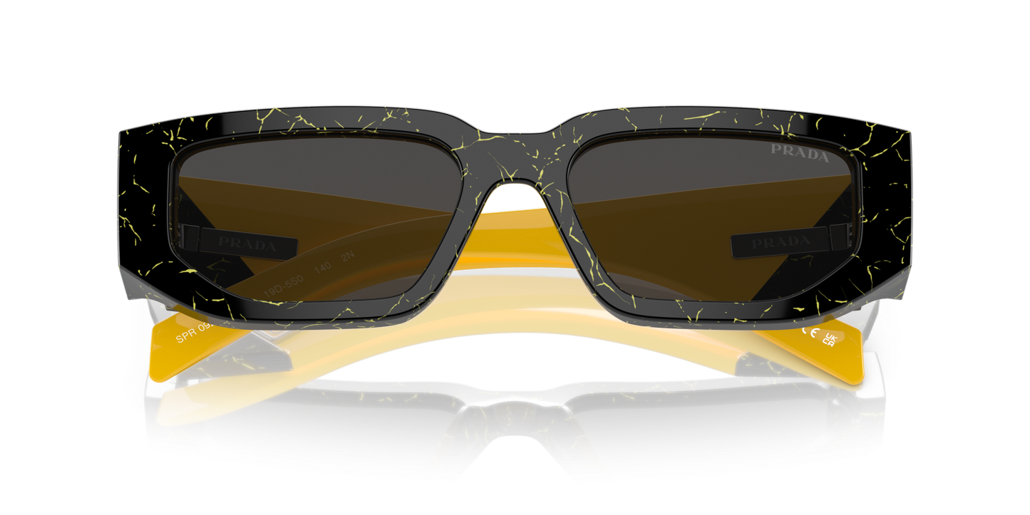 Prada Sunglasses Black Yellow Marble-Dark Grey | PRADA PR 09ZS Black Yellow Marble-Dark Grey