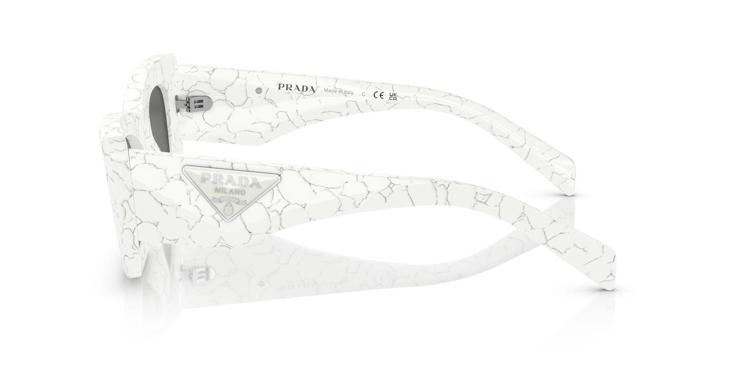 משקפי שמש פראדה שיש לבן מט-אפור כהה | PRADA PR 13ZS Matte White Marble-Dark Grey