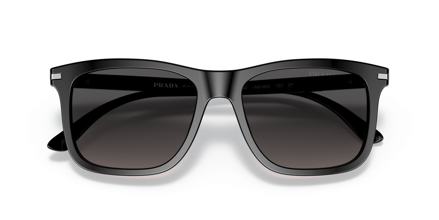 משקפי שמש של פראדה שחור-קוטב אפור שיפוע | Prada PR 18WS Black-Polarized Grey Gradient