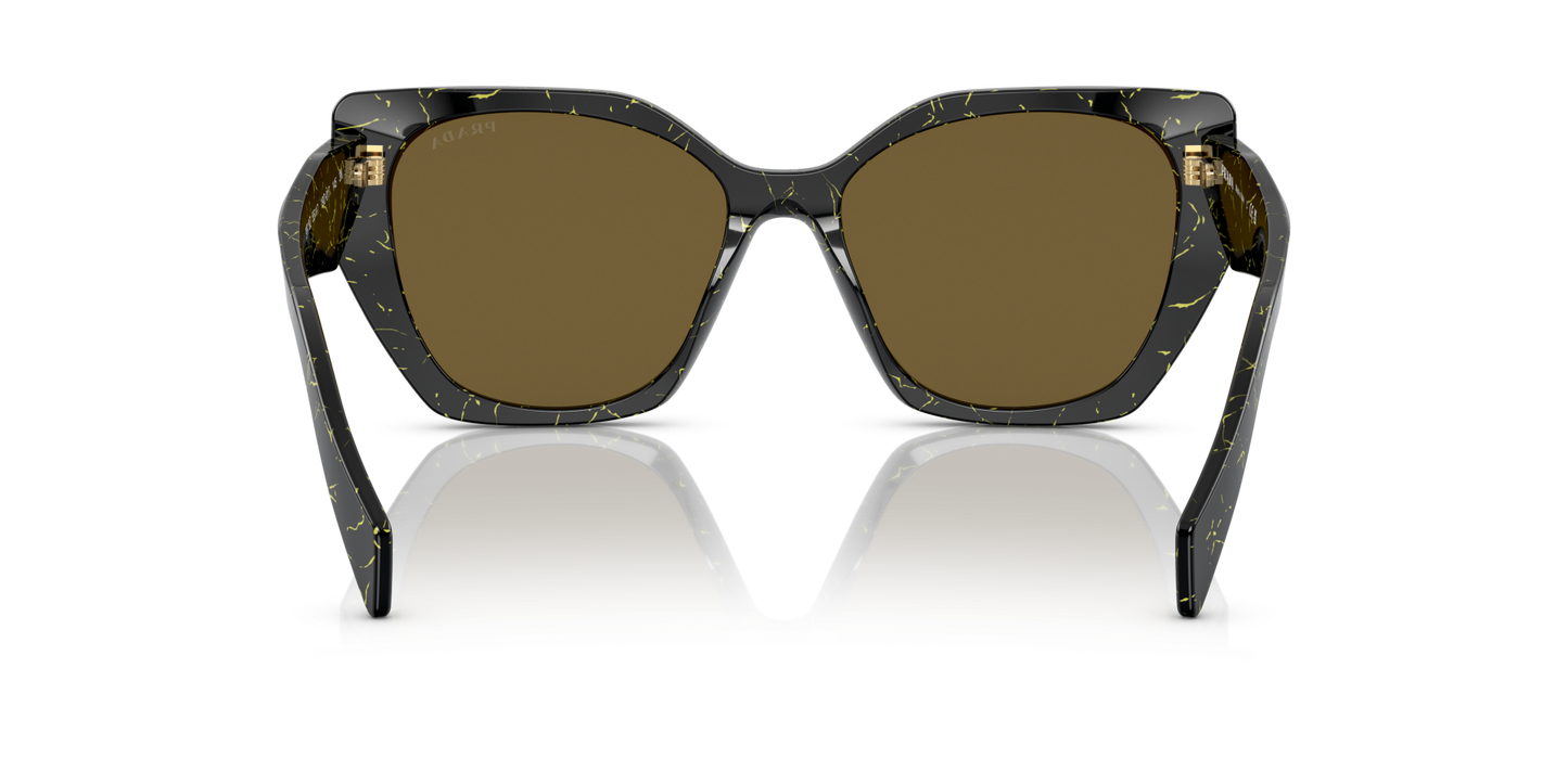 Prada Sunglasses Black/Yellow Marble-Dark Brown | PRADA PR 19ZS Black/Yellow Marble-Dark Brown