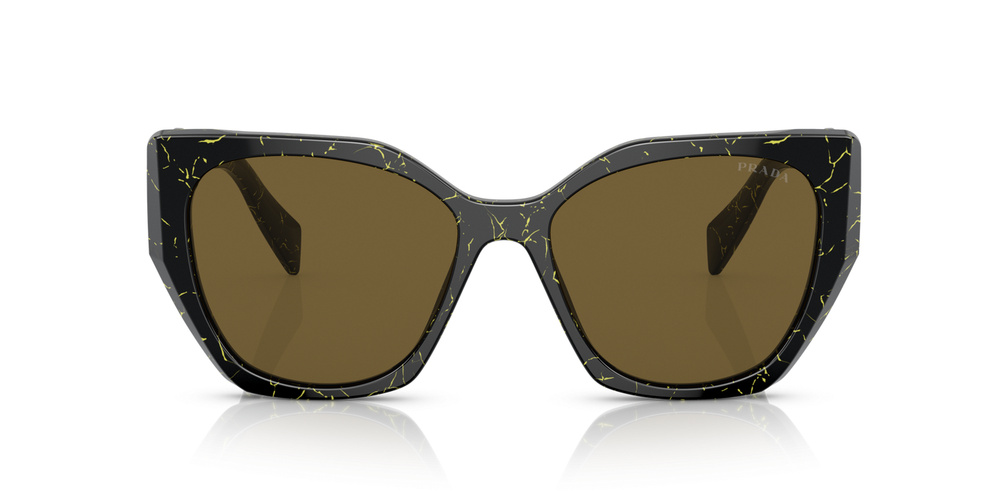 Prada Sunglasses Black/Yellow Marble-Dark Brown | PRADA PR 19ZS Black/Yellow Marble-Dark Brown