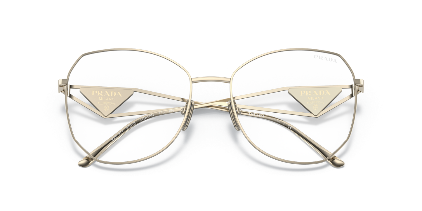 نظارة شمسية برادا باللون الذهبي الباهت مع فلتر شفاف للضوء الأزرق | برادا PR 57YS فلتر ضوء أزرق شفاف ذهبي باهت