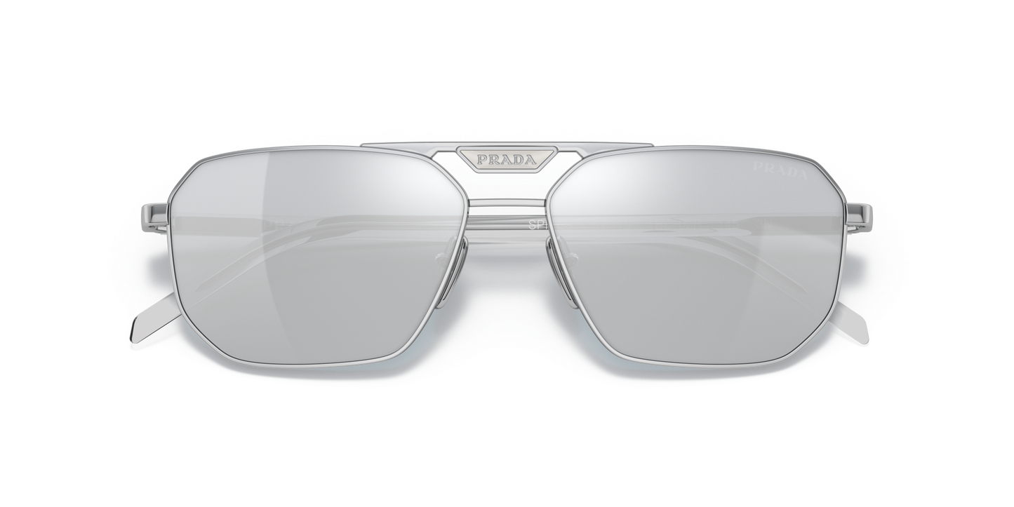 משקפי שמש פראדה מראה כסף-כחול כסף 80 | Prada PR 58YS Silver-Blue Mirror Silver 80