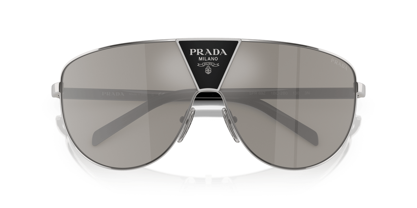 משקפי שמש פראדה מראה כסף-אפור בהיר כסף | PRADA PR 69ZS Silver-Light Grey Mirror Silver