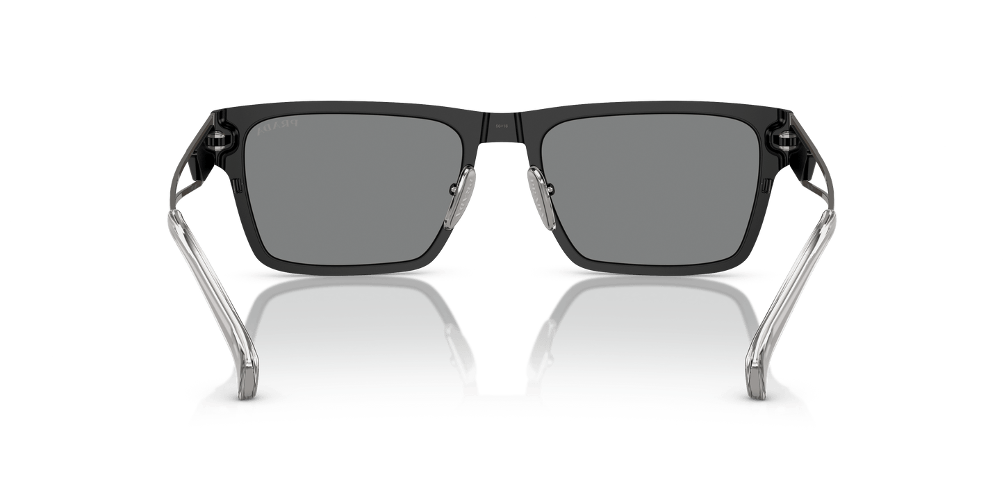 Prada PR 71ZS Black-Grey Tampo Triangles Silver Sunglasses