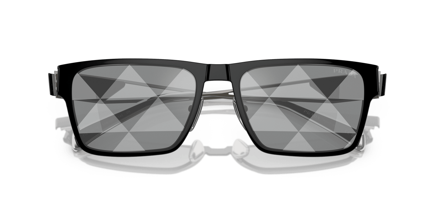 Prada PR 71ZS Black-Grey Tampo Triangles Silver Sunglasses