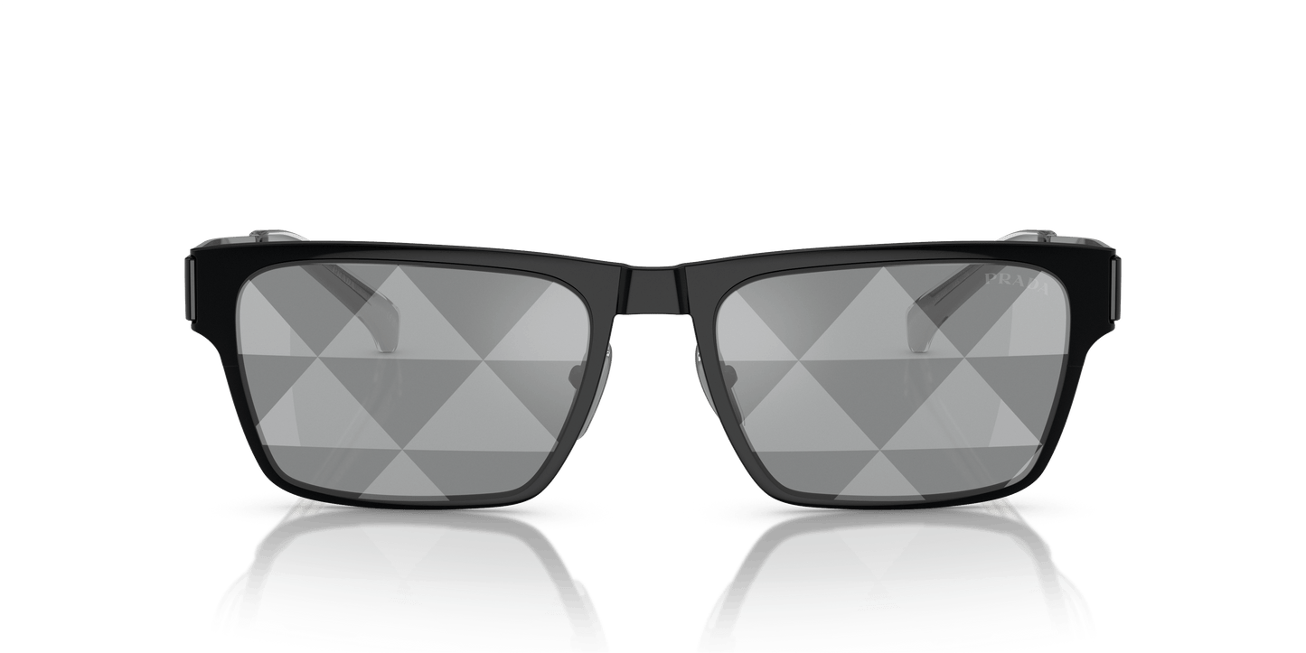 Prada PR 71ZS Black-Grey Tampo Triangles Silver Sunglasses