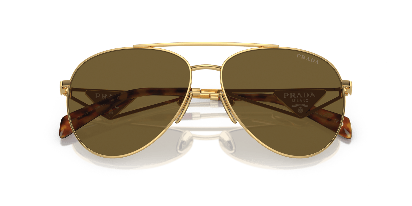 Prada Sunglasses Gold-Dark Brown | PRADA PR 73ZS Gold-Dark Brown
