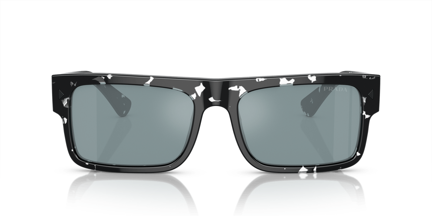 Prada PR A10S Havana Black Transparent-Light Blue Mirror Silver Sunglasses