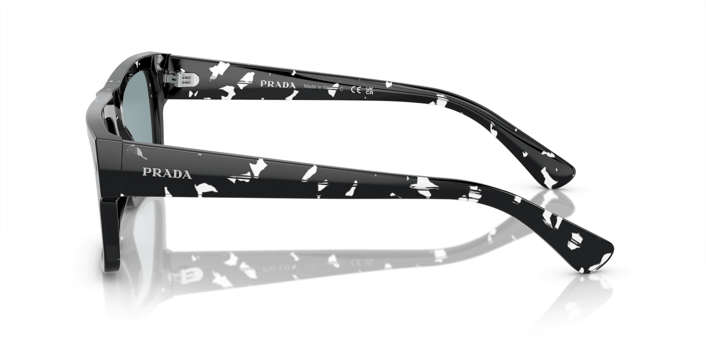 Prada PR A10S Havana Black Transparent-Light Blue Mirror Silver Sunglasses