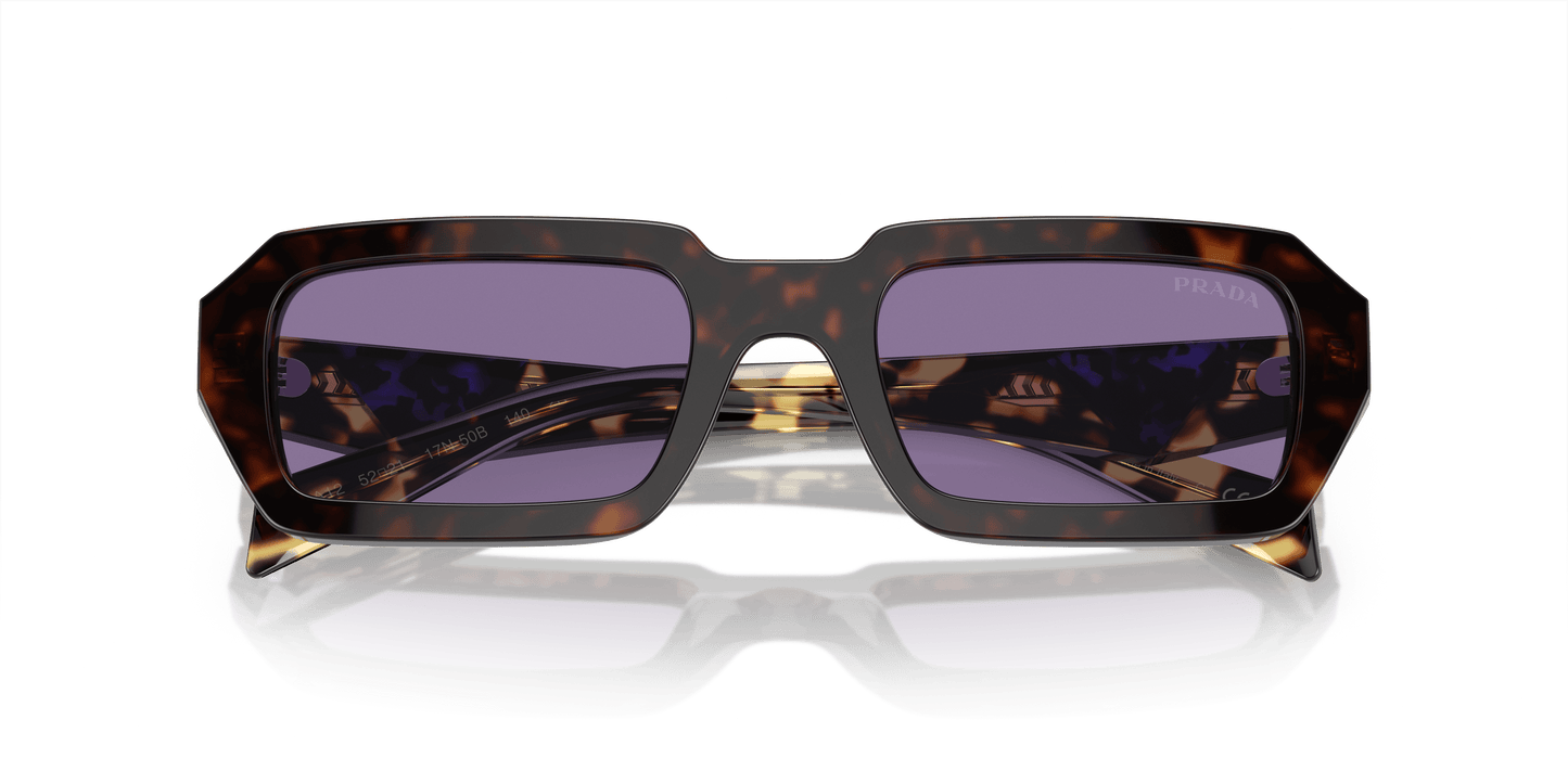 משקפי שמש פראדה ויולט מראה כסף פנימי | PRADA PR A12S Havana-Violet Mirror Silver Internal