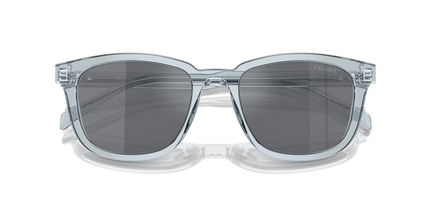 Prada Sunglasses Transparent Azure-Dark Grey Flash Silver | Prada PR A21S Transparent Azure-Dark Grey Flash Silver